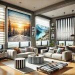 پرده سیلوئت تصویری زیبا در سالن پذبرایی